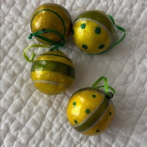 Crate and barrel ornaments paper mache with glossy finish